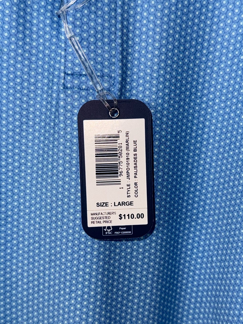 johnnie-O NWT "Marlin" Featherweight Performance Polo in Palisades Blue Microdot - Picture 7 of 8